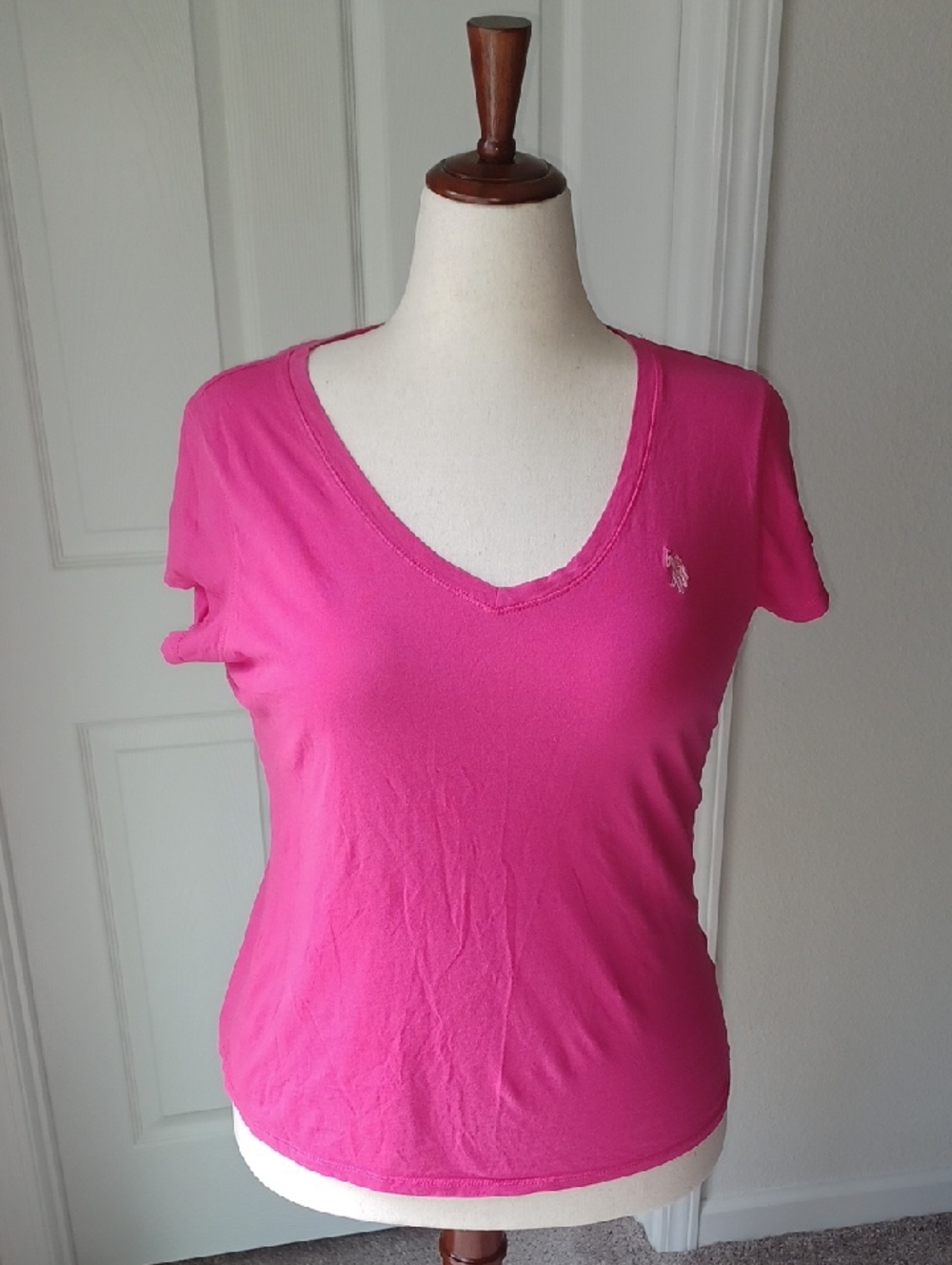 Ralph Lauren Hot Fuchsia Pink V-Neck Short Sleeve Tee XL
